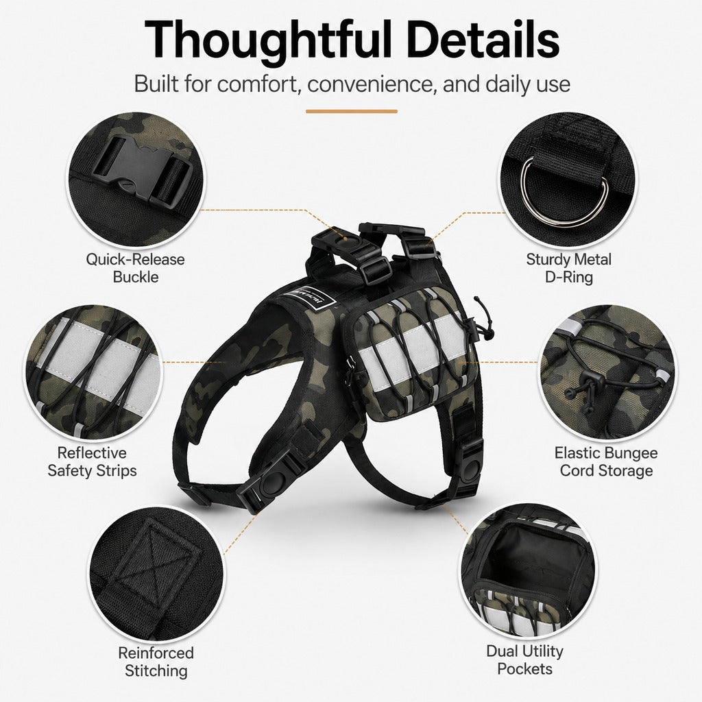 Paws in Awe Dog Backpack Harness for Hiking & Daily Walks - Reflective Saddle Bag Vest for Carrying Water, Treats & Essentials image 8