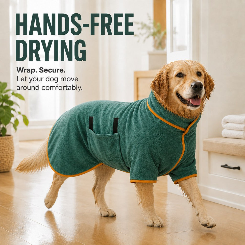 Microfiber dog bathrobe thoughtful details