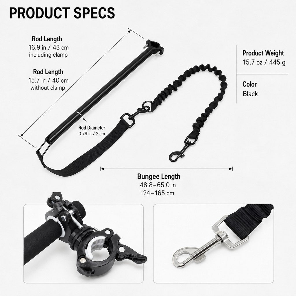 Dog bike leash product specifications and dimensions