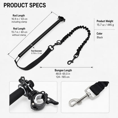 Dog bike leash product specifications and dimensions