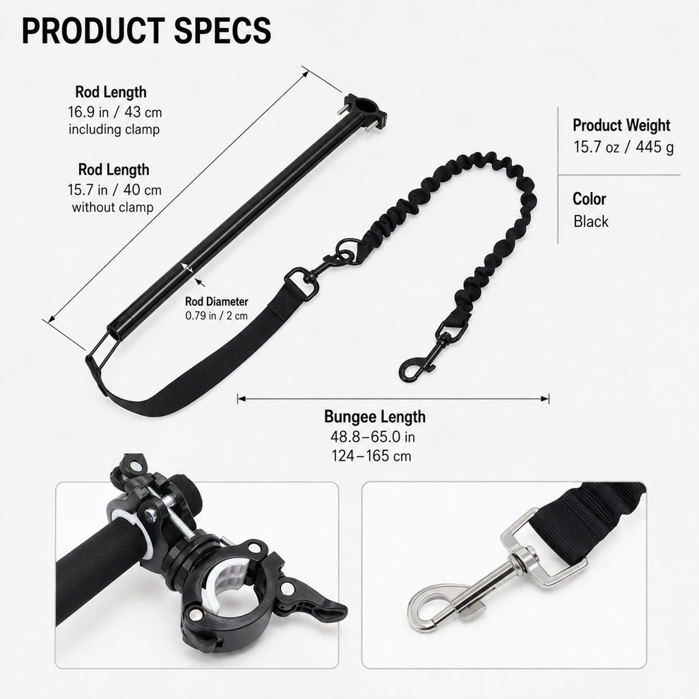 Dog bike leash product specifications and dimensions