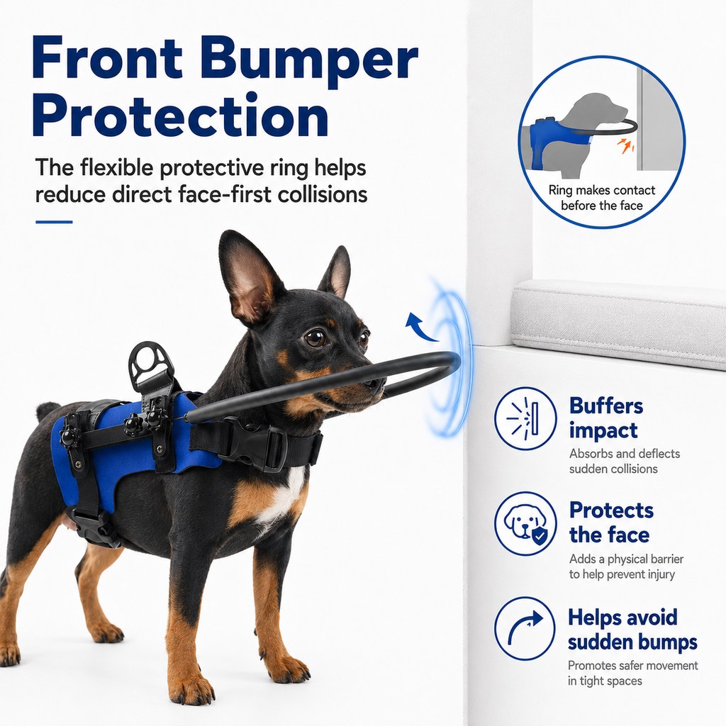 Paws in Awe Adjustable Dog Bumper Ring Harness for Safer Home Walking - Helps Blind & Senior Dogs Avoid Wall & Furniture Bumps image 3