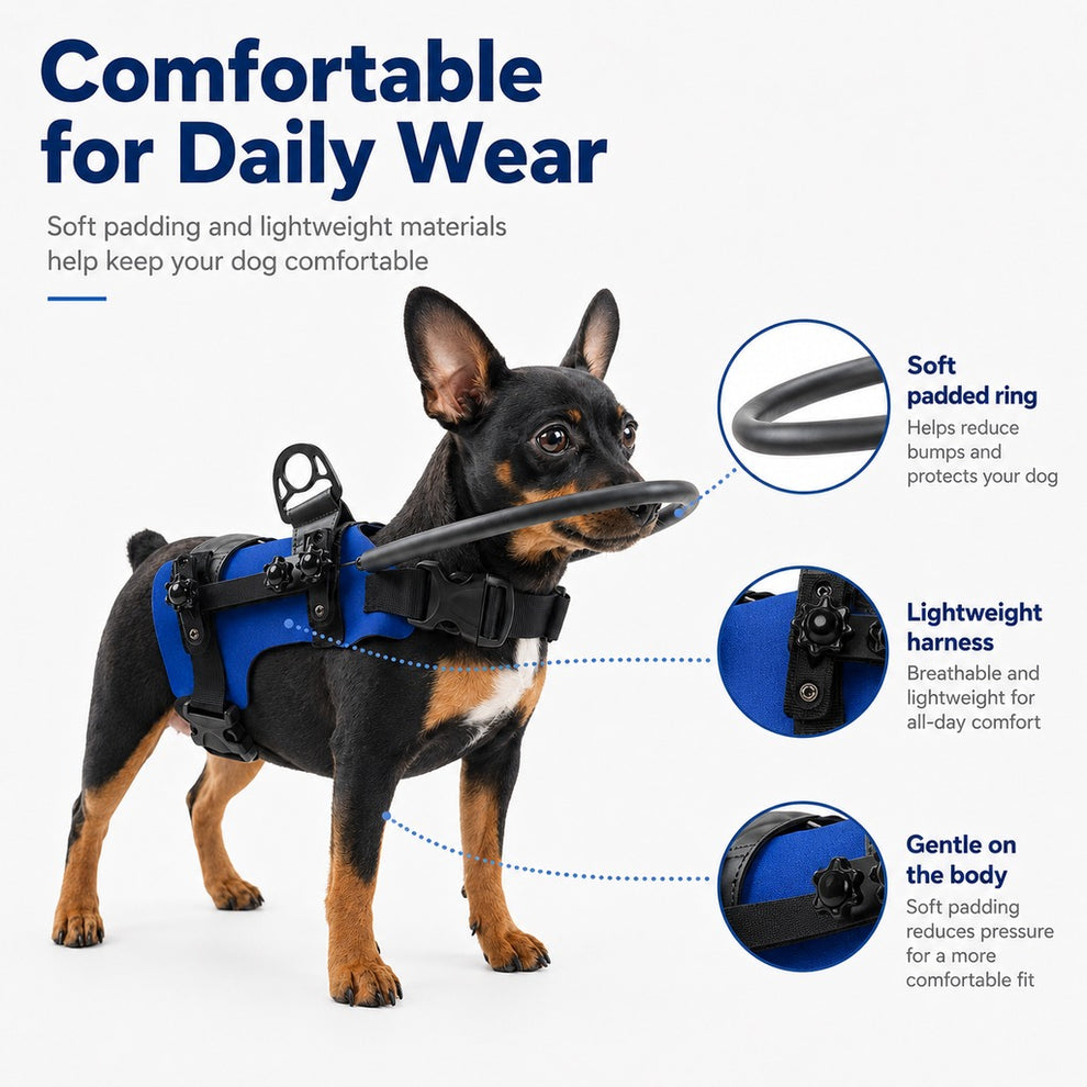 Paws in Awe Adjustable Dog Bumper Ring Harness for Safer Home Walking - Helps Blind & Senior Dogs Avoid Wall & Furniture Bumps image 6