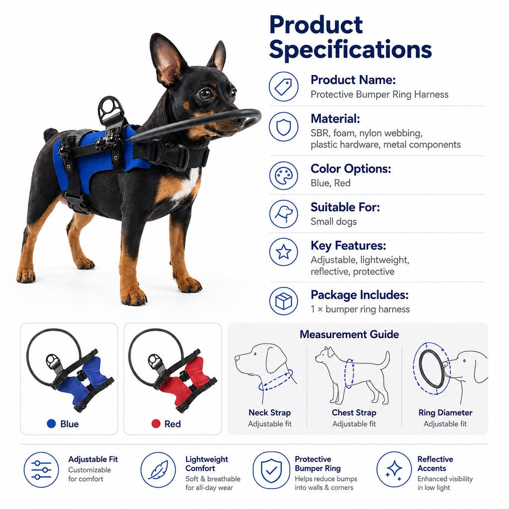 Paws in Awe Adjustable Dog Bumper Ring Harness for Safer Home Walking - Helps Blind & Senior Dogs Avoid Wall & Furniture Bumps image 10