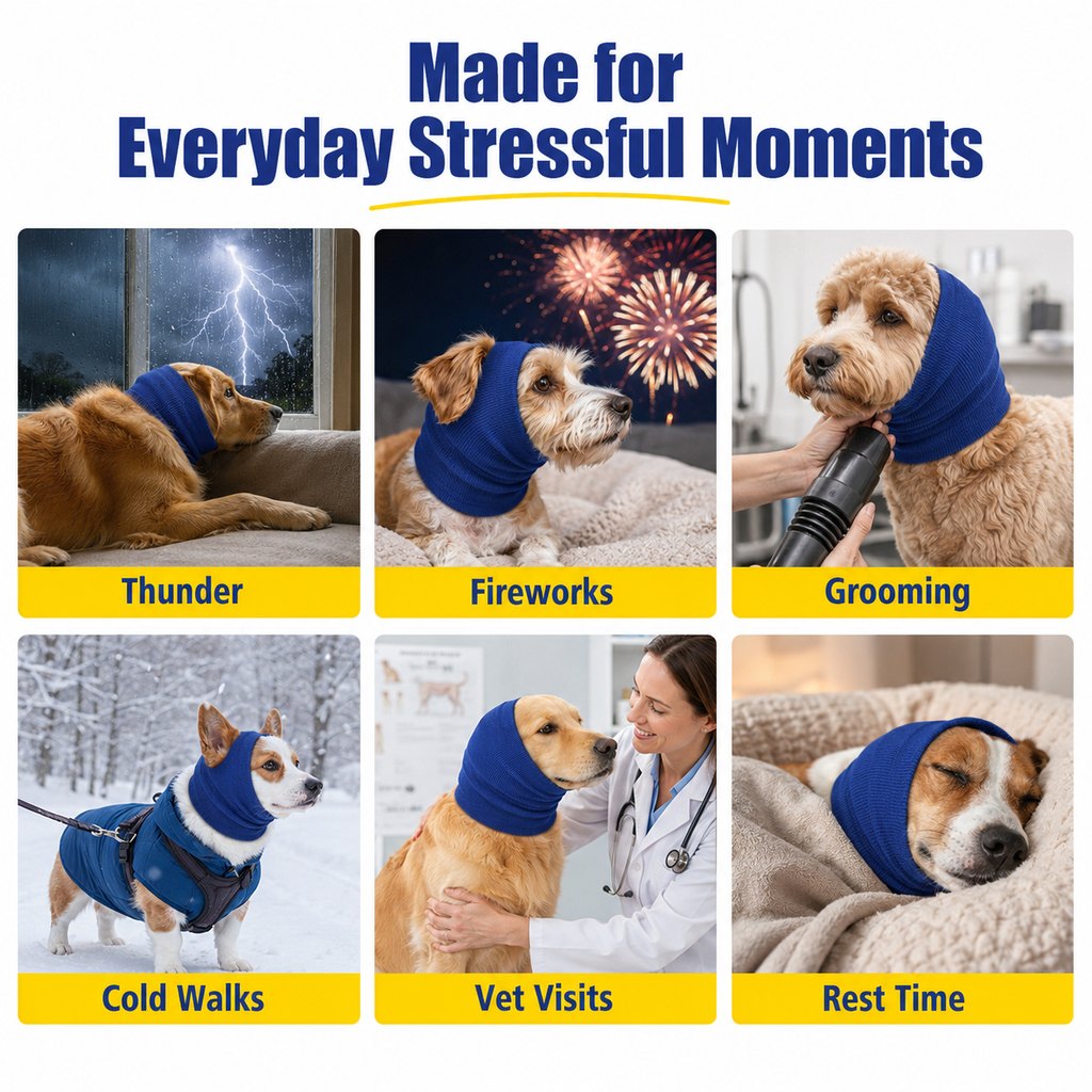 Paws in Awe Dog Calming Head Wrap for Thunder, Fireworks & Cold Walks - Soft Ear Coverage for Stressful Moments image 8