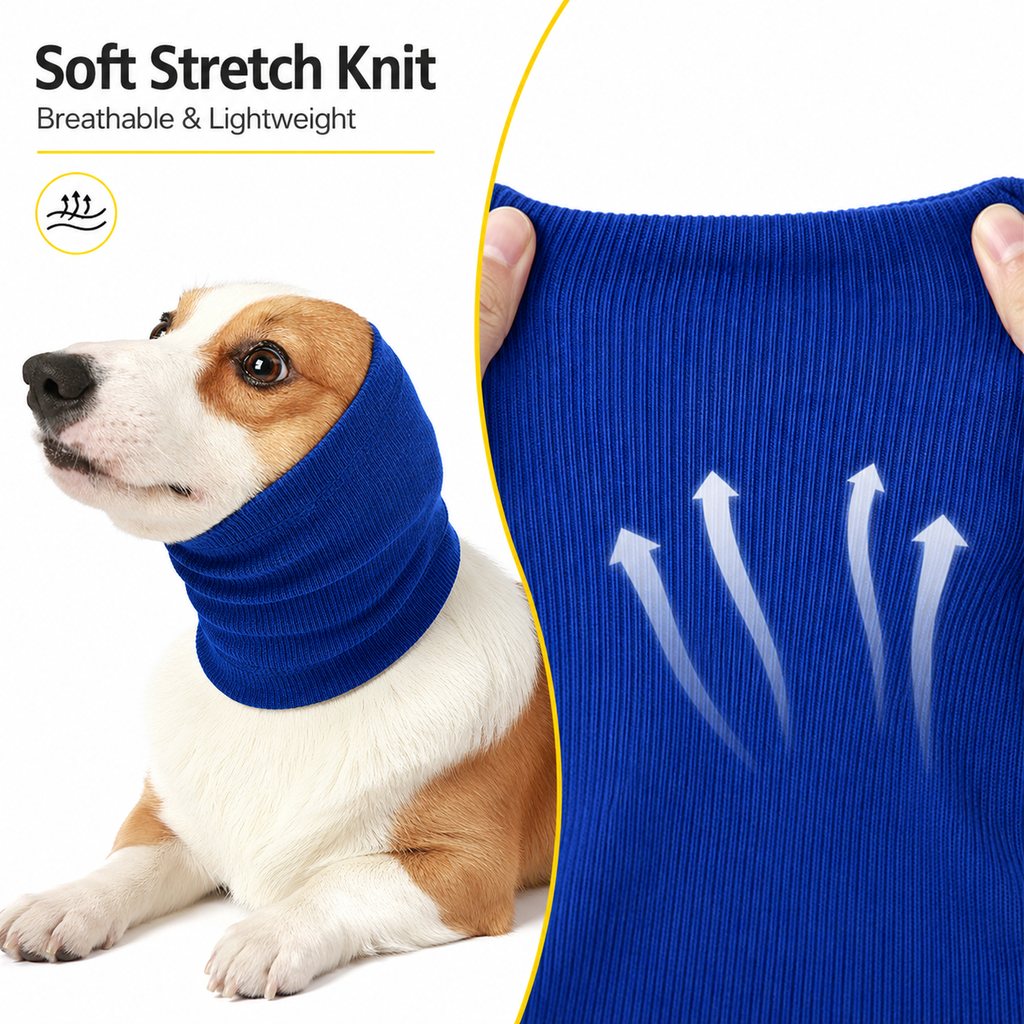 Paws in Awe Dog Calming Head Wrap for Thunder, Fireworks & Cold Walks - Soft Ear Coverage for Stressful Moments image 3