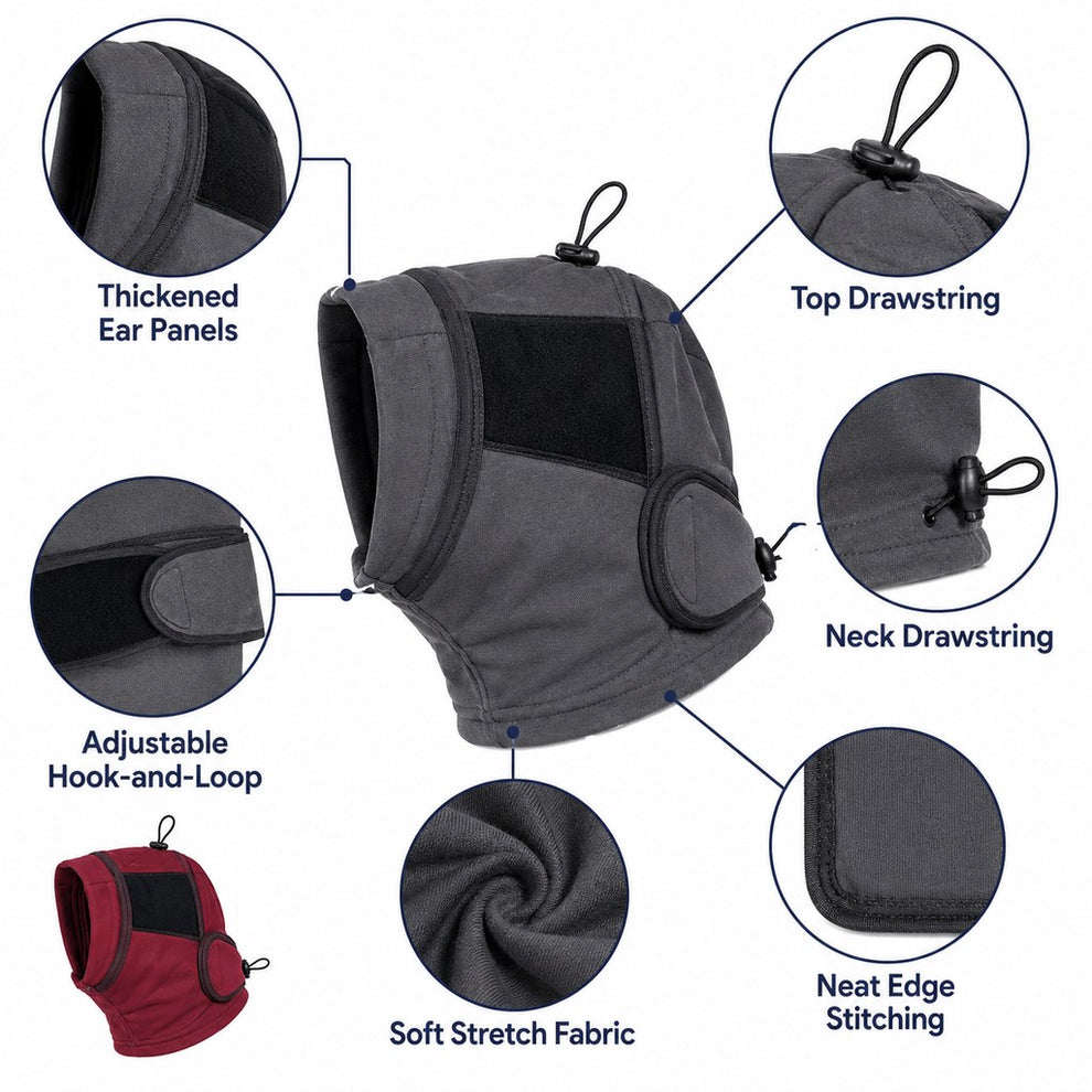 Soft stretch fabric dog calming hoodie ear wrap