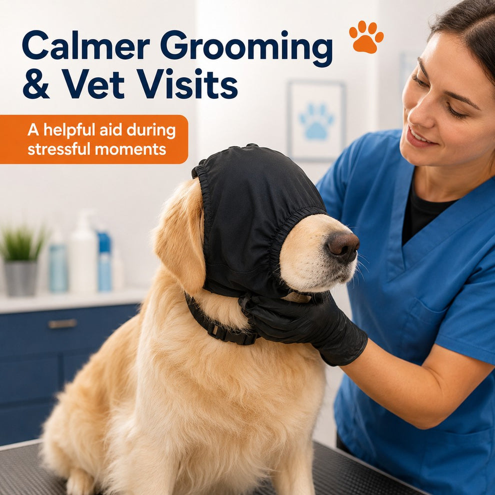 Paws in Awe Dog Calming Mask for Car Rides, Grooming & Vet Visits - Adjustable Visual Comfort Hood image 4