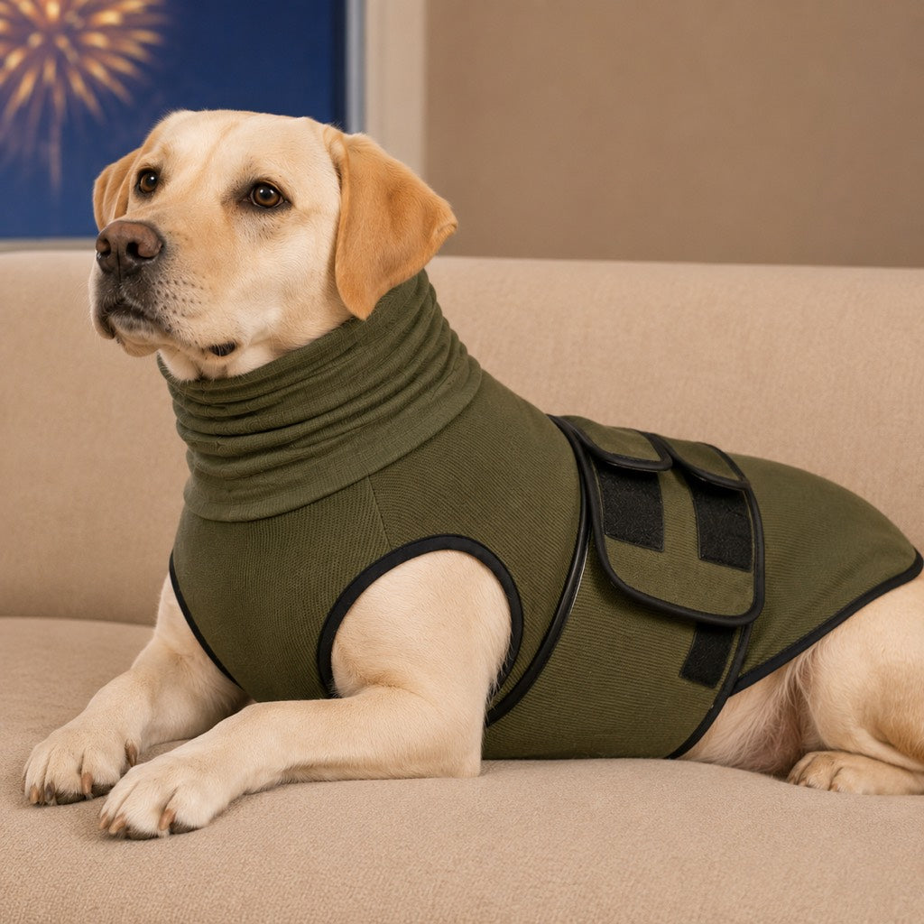 Paws in Awe Dog Calming Shirt for Fireworks & Thunderstorms - Anxiety Relief Wrap with Ear-Covering Hood for Vet Visits, Travel & Night Walks image 12