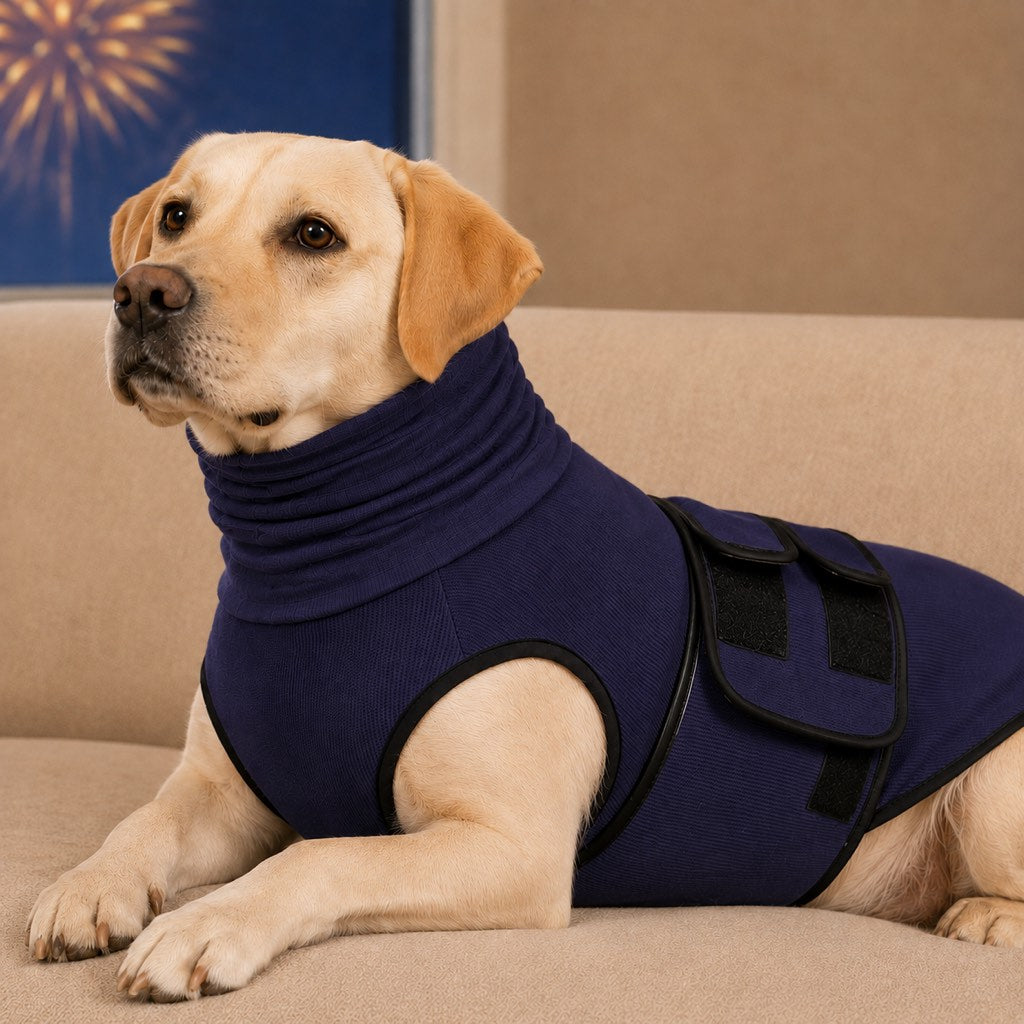 Paws in Awe Dog Calming Shirt for Fireworks & Thunderstorms - Anxiety Relief Wrap with Ear-Covering Hood for Vet Visits, Travel & Night Walks image 13