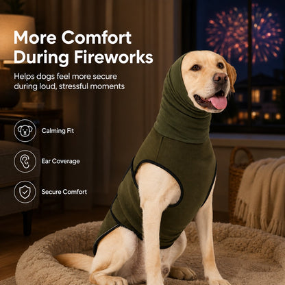 Paws in Awe Dog Calming Shirt for Fireworks & Thunderstorms - Anxiety Relief Wrap with Ear-Covering Hood for Vet Visits, Travel & Night Walks image 4