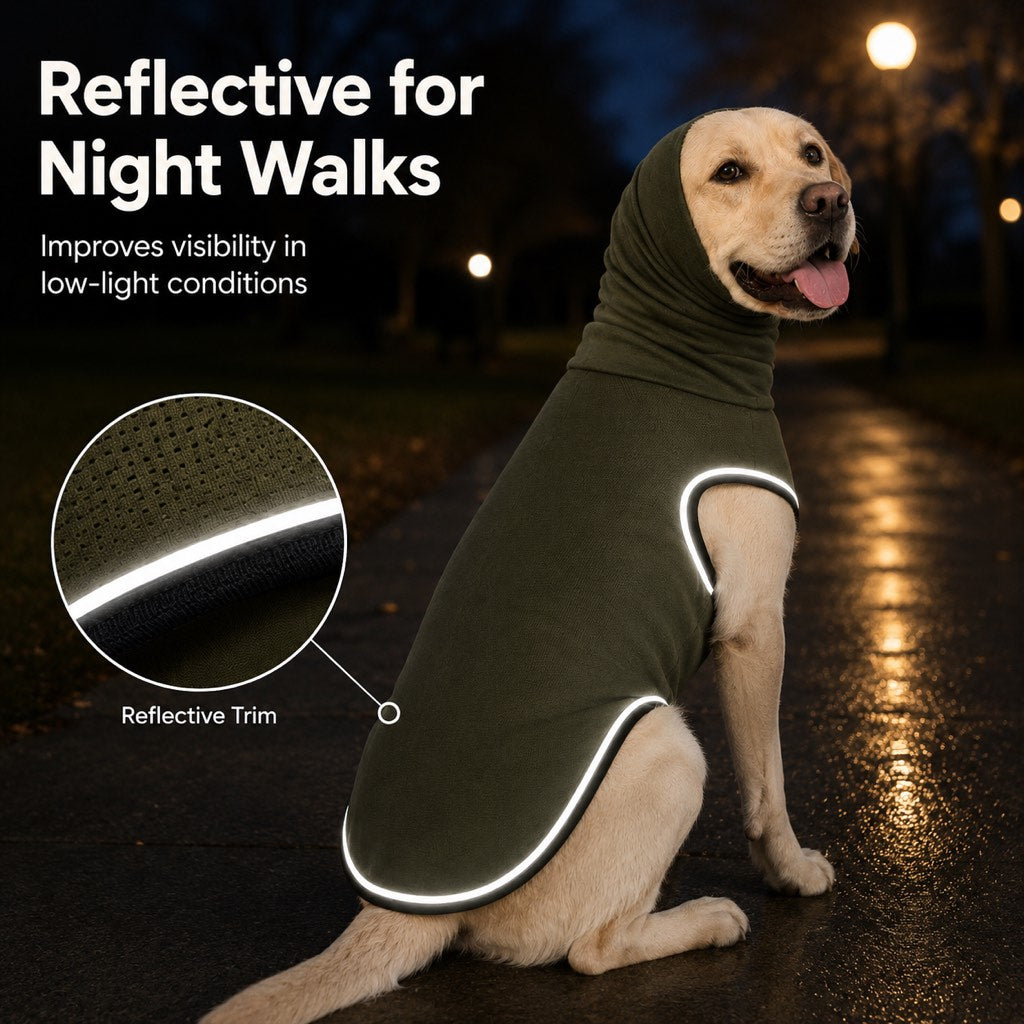 Paws in Awe Dog Calming Shirt for Fireworks & Thunderstorms - Anxiety Relief Wrap with Ear-Covering Hood for Vet Visits, Travel & Night Walks image 3