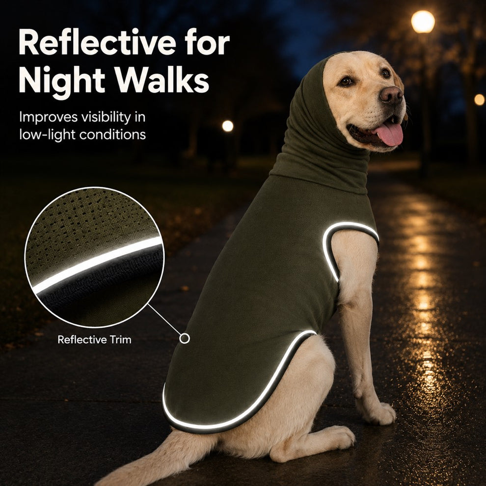 Paws in Awe Dog Calming Shirt for Fireworks & Thunderstorms - Anxiety Relief Wrap with Ear-Covering Hood for Vet Visits, Travel & Night Walks image 3