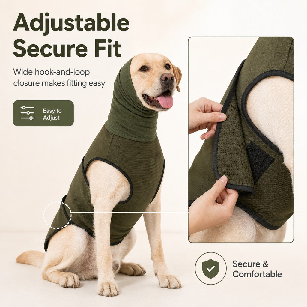 Paws in Awe Dog Calming Shirt for Fireworks & Thunderstorms - Anxiety Relief Wrap with Ear-Covering Hood for Vet Visits, Travel & Night Walks image 7