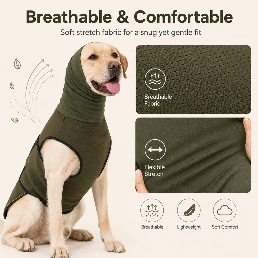 Paws in Awe Dog Calming Shirt for Fireworks & Thunderstorms - Anxiety Relief Wrap with Ear-Covering Hood for Vet Visits, Travel & Night Walks image 5