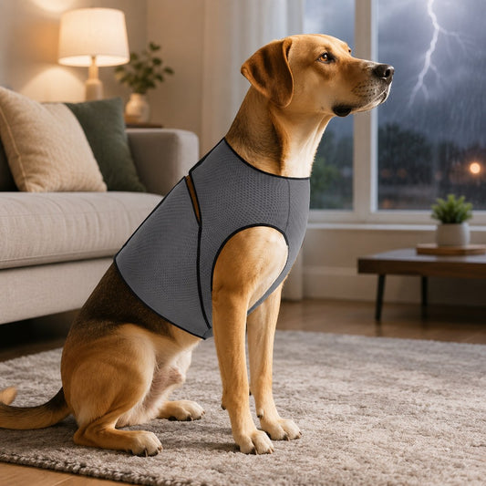 Paws in Awe dog calming wrap vest in Dark Gray main image