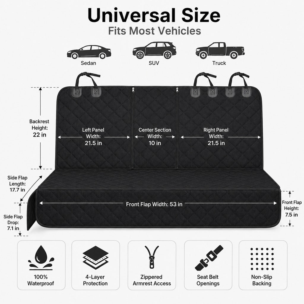 Paws in Awe Waterproof Dog Car Back Seat Cover for Road Trips - Protects from Mud, Fur & Scratches image 10