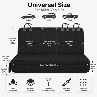 Paws in Awe Waterproof Dog Car Back Seat Cover for Road Trips - Protects from Mud, Fur & Scratches image 10