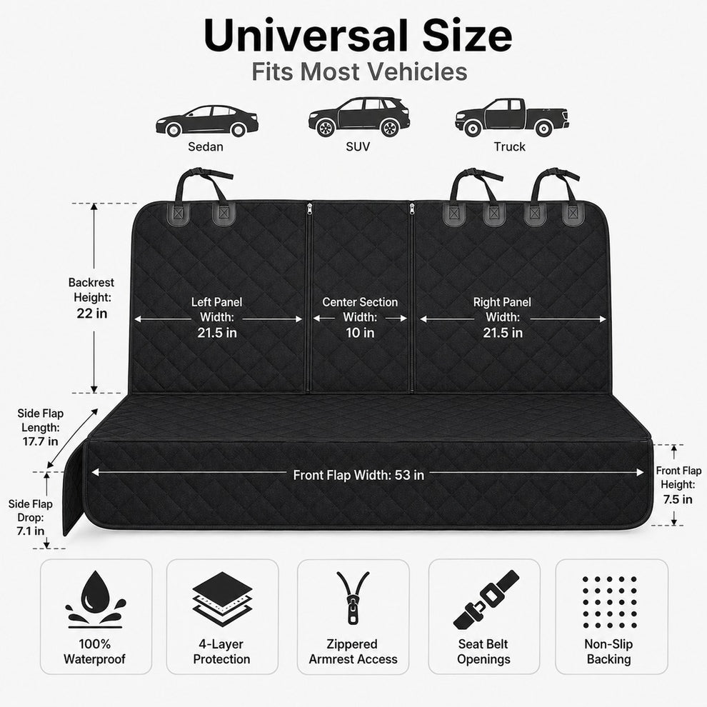 Paws in Awe Waterproof Dog Car Back Seat Cover for Road Trips - Protects from Mud, Fur & Scratches image 10