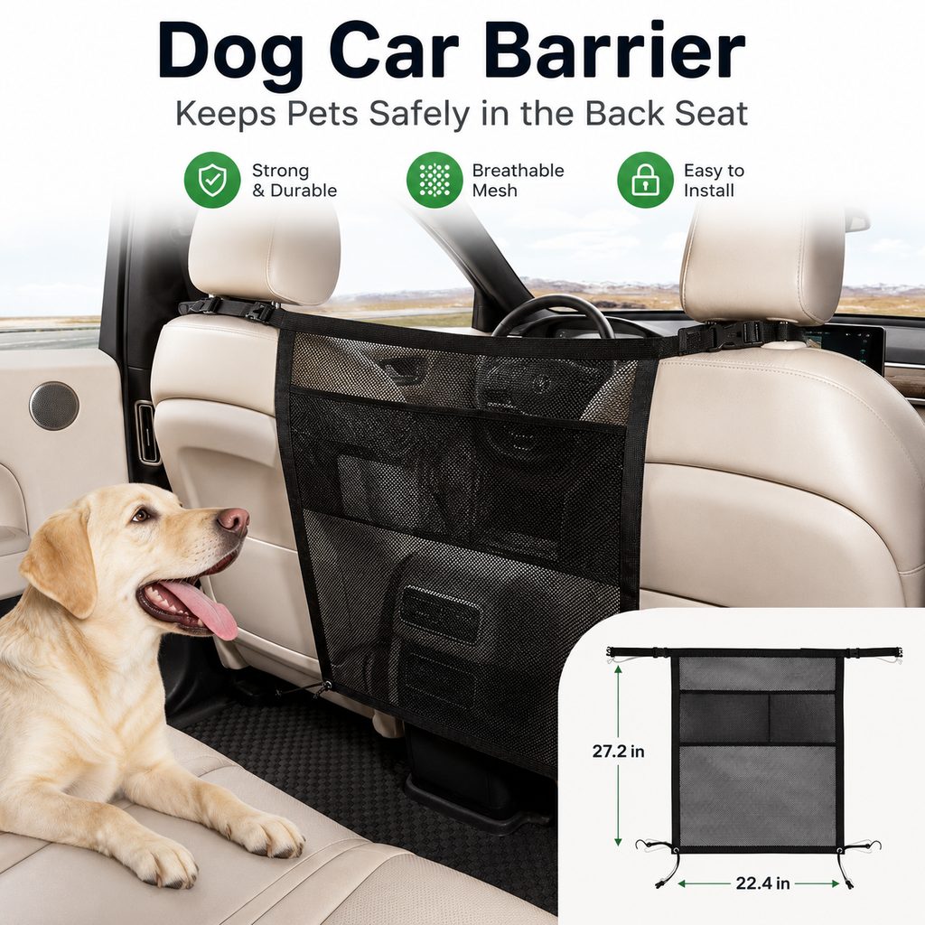 Paws in Awe Dog Car Barrier Mesh for Road Trips - Keep Pets in the Back Seat & Help Reduce Driver Distractions image 2