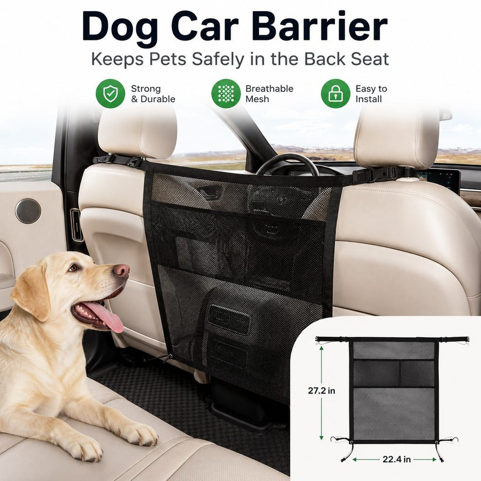 Paws in Awe Dog Car Barrier Mesh for Road Trips - Keep Pets in the Back Seat & Help Reduce Driver Distractions image 2