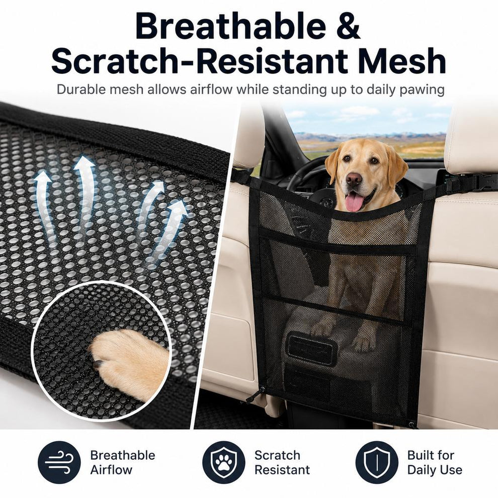 Paws in Awe Dog Car Barrier Mesh for Road Trips - Keep Pets in the Back Seat & Help Reduce Driver Distractions image 7