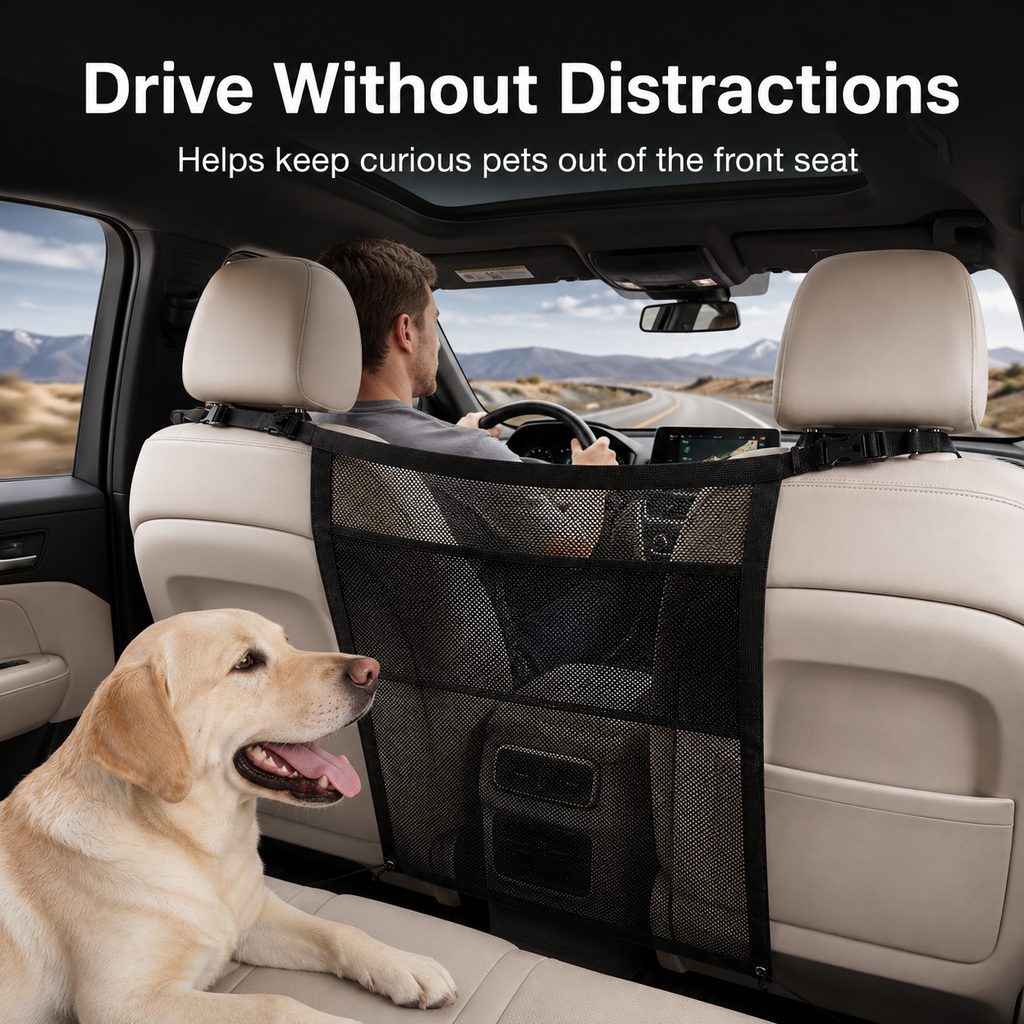Paws in Awe Dog Car Barrier Mesh for Road Trips - Keep Pets in the Back Seat & Help Reduce Driver Distractions image 4