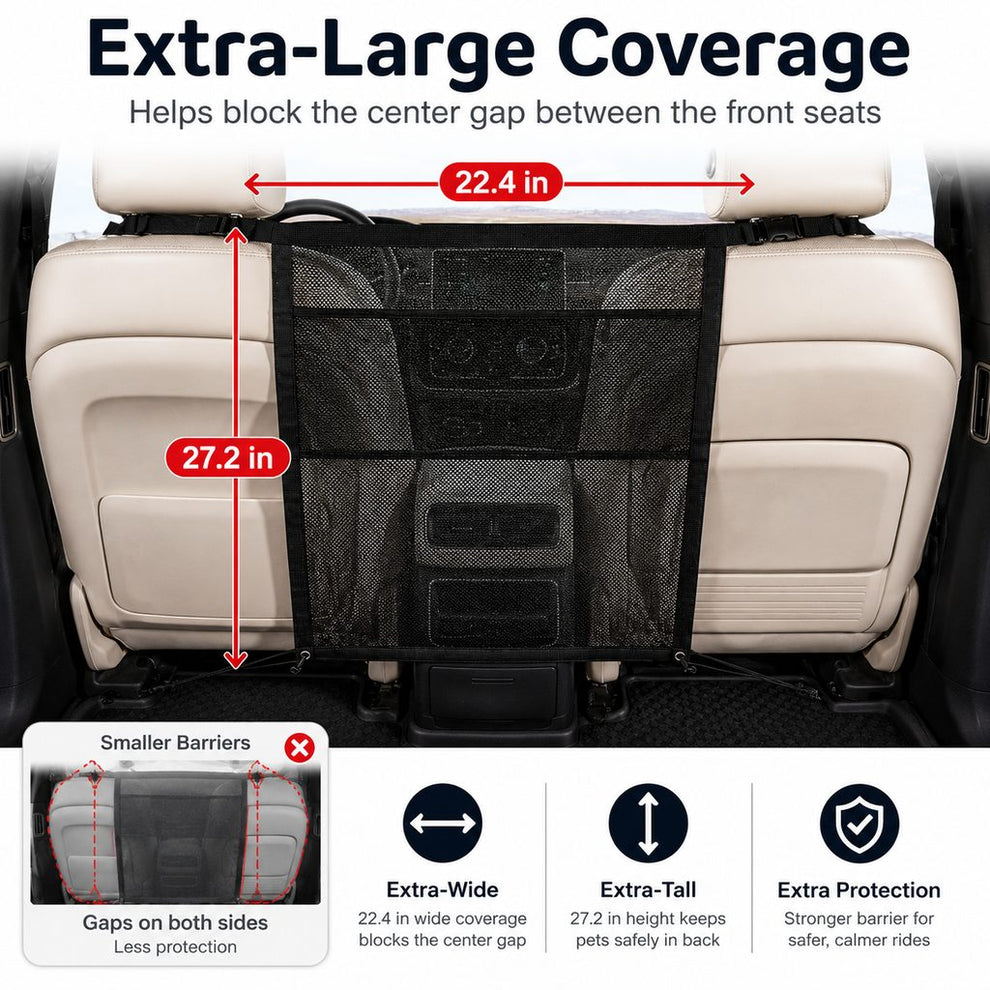Paws in Awe Dog Car Barrier Mesh for Road Trips - Keep Pets in the Back Seat & Help Reduce Driver Distractions image 6