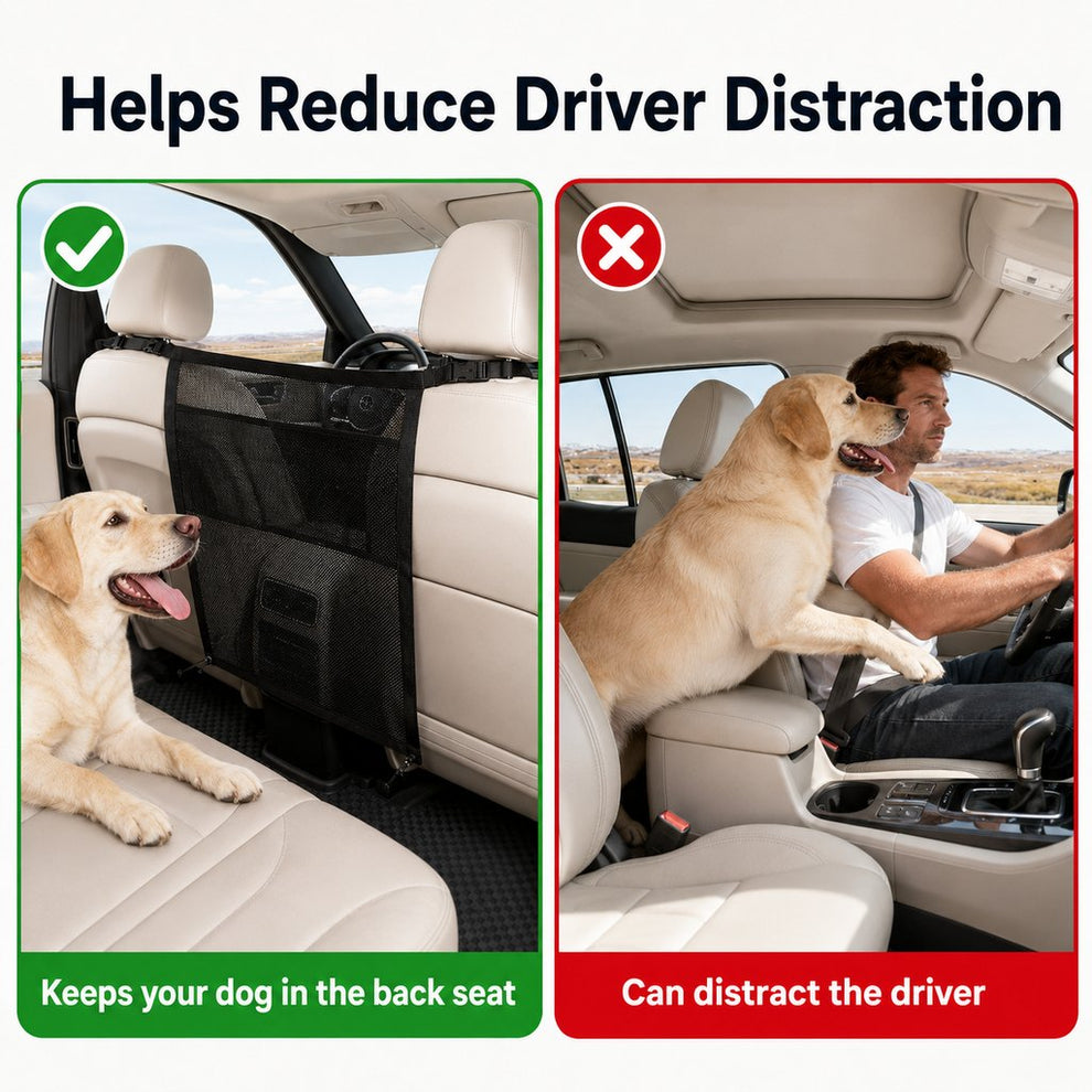 Paws in Awe Dog Car Barrier Mesh for Road Trips - Keep Pets in the Back Seat & Help Reduce Driver Distractions image 5