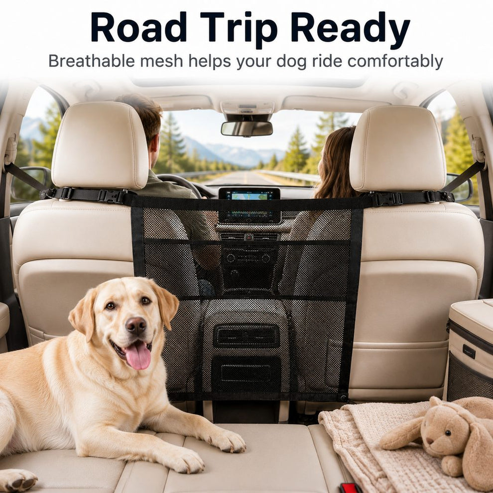 Paws in Awe Dog Car Barrier Mesh for Road Trips - Keep Pets in the Back Seat & Help Reduce Driver Distractions image 3