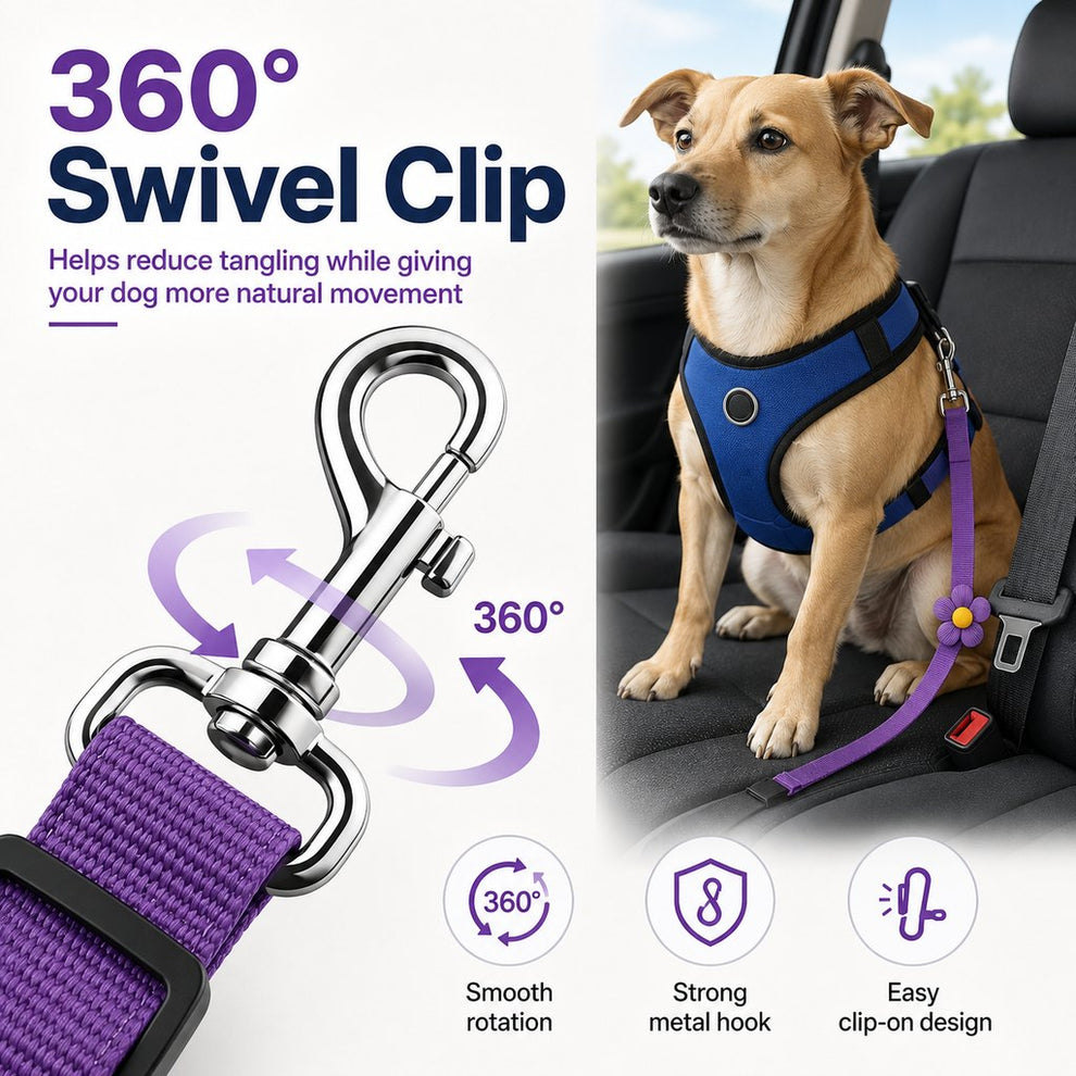 Paws in Awe Adjustable Dog Car Seat Belt for Back Seat Travel - Helps Keep Pets Secure & Reduce Driver Distraction image 3