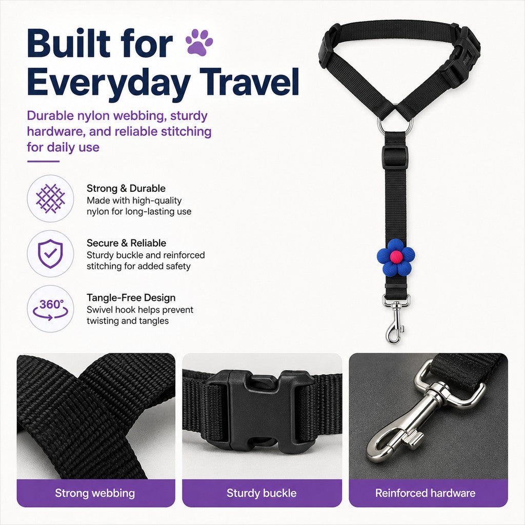 Paws in Awe Adjustable Dog Car Seat Belt for Back Seat Travel - Helps Keep Pets Secure & Reduce Driver Distraction image 8
