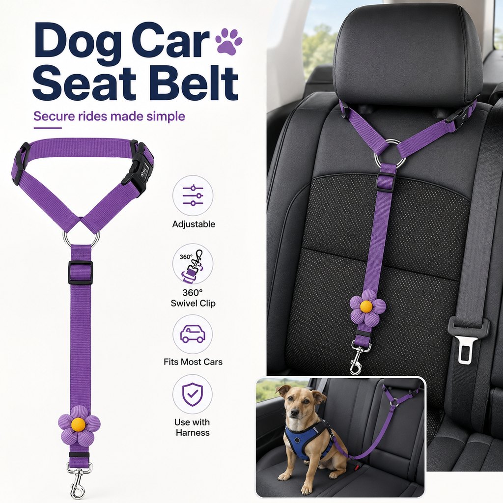 Paws in Awe Adjustable Dog Car Seat Belt for Back Seat Travel - Helps Keep Pets Secure & Reduce Driver Distraction image 6