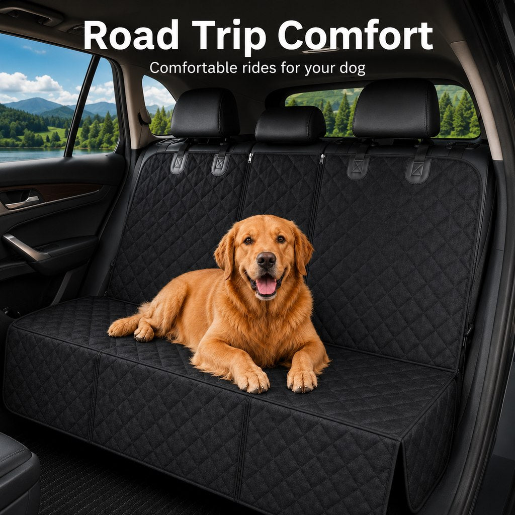 Paws in Awe Waterproof Dog Car Back Seat Cover for Road Trips - Protects from Mud, Fur & Scratches image 2
