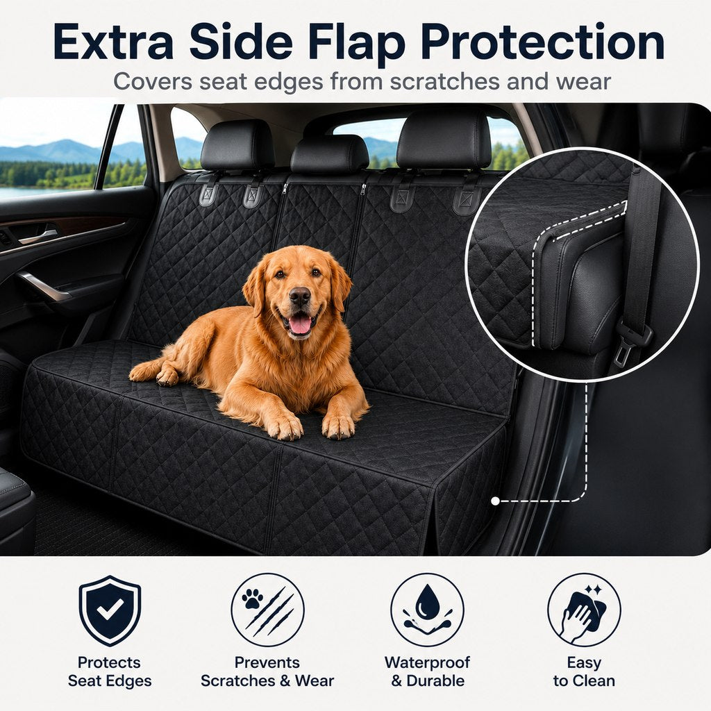 Paws in Awe Waterproof Dog Car Back Seat Cover for Road Trips - Protects from Mud, Fur & Scratches image 6