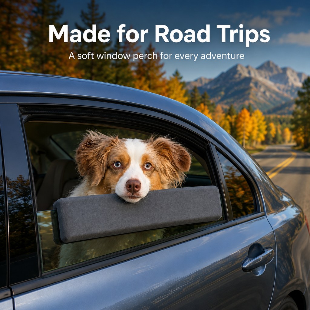 Paws in Awe Dog Car Window Chin Rest Cushion for Road Trips - Soft Window Edge Support for Dogs, Helps Protect Paws & Car Door Trim image 3
