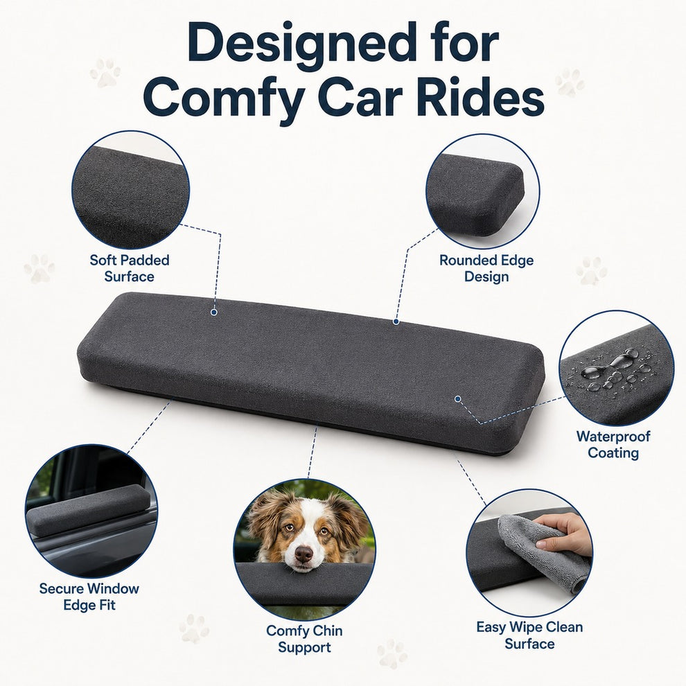 Paws in Awe Dog Car Window Chin Rest Cushion for Road Trips - Soft Window Edge Support for Dogs, Helps Protect Paws & Car Door Trim image 7