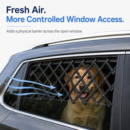Dog car window guard creates more controlled window access