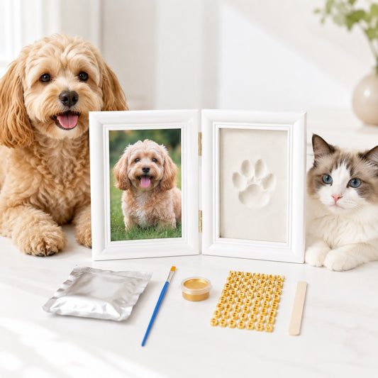 Dog and cat paw print photo frame keepsake