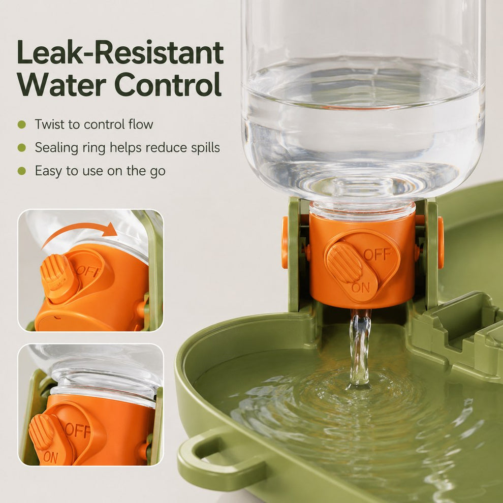 Portable Folding Pet Water & Food Cup for Walks & Hiking - 15.6 oz Leak-Resistant Dog & Cat Travel Bottle Bowl image 5