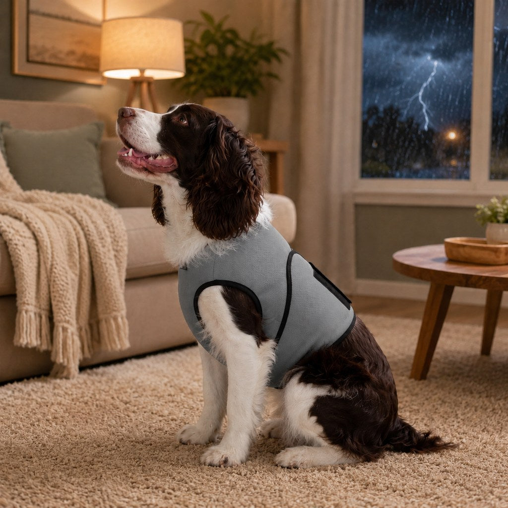 Dog comfort wrap vest in gray color option