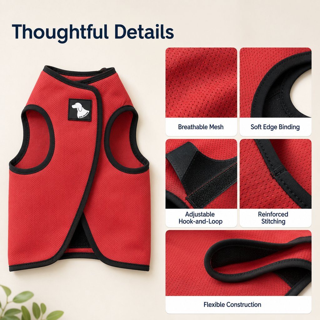 Dog comfort wrap vest thoughtful details