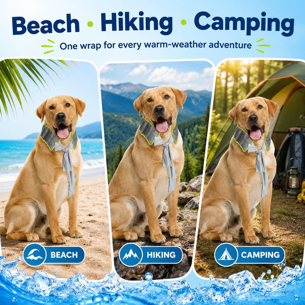 Paws in Awe Dog Cooling Neck Wrap for Summer Walks, Hiking & Beach Days – Water-Activated Cooling Collar Scarf for Hot Weather Comfort image 4