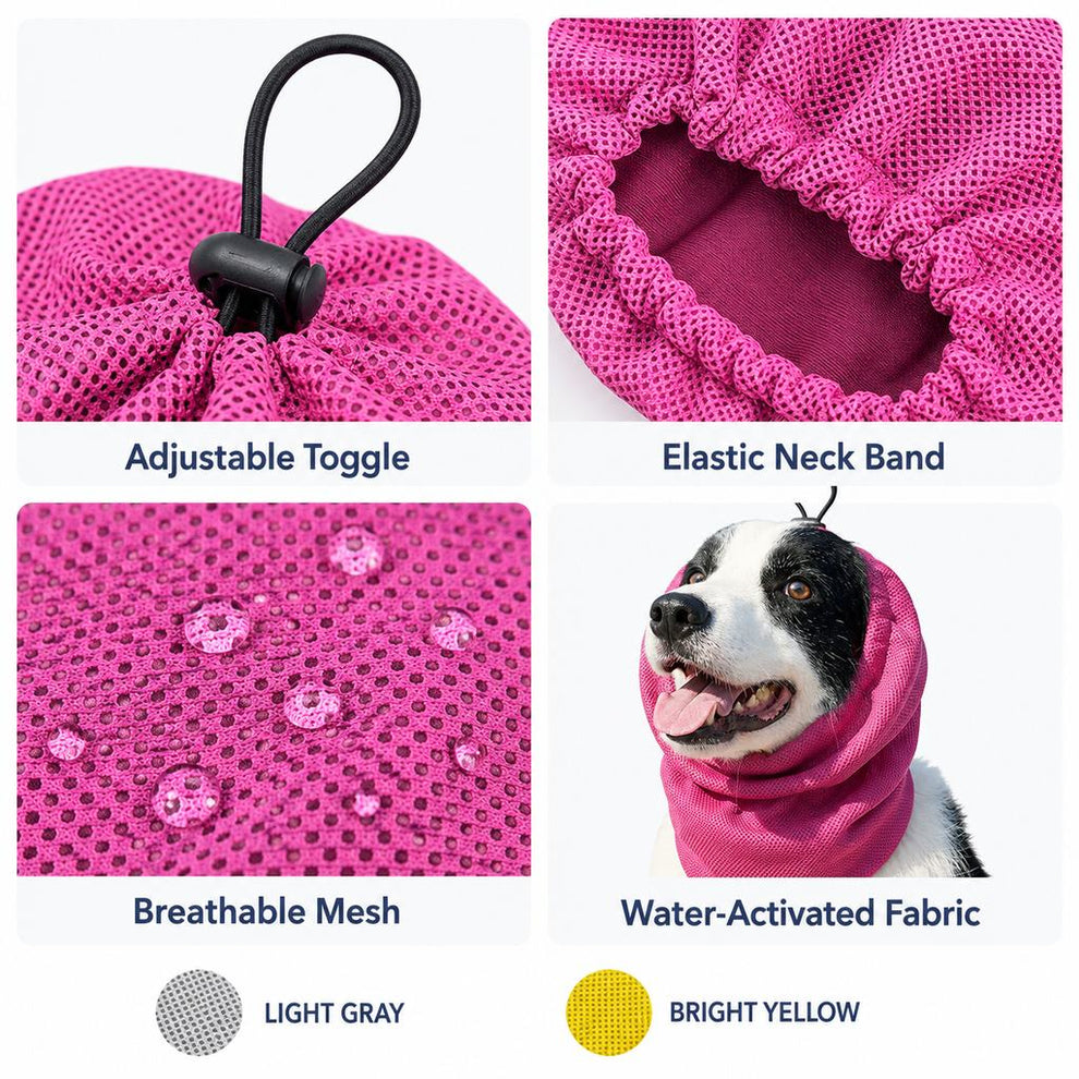 Paws in Awe Water-Activated Dog Cooling Snood for Summer Walks - Lightweight Neck & Ear Cooler for Hot Weather, Beach Days & Long-Fur Dogs image 9