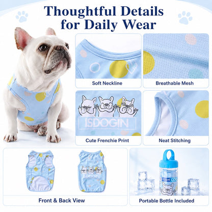 Pink wet to cool dog vest for French Bulldogs and pugs