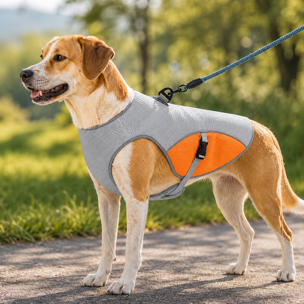 Paws in Awe Dog Cooling Vest for Summer Walks - Wet-to-Cool Lightweight Jacket with Leash Ring for Hot Weather Outdoor Comfort image 11
