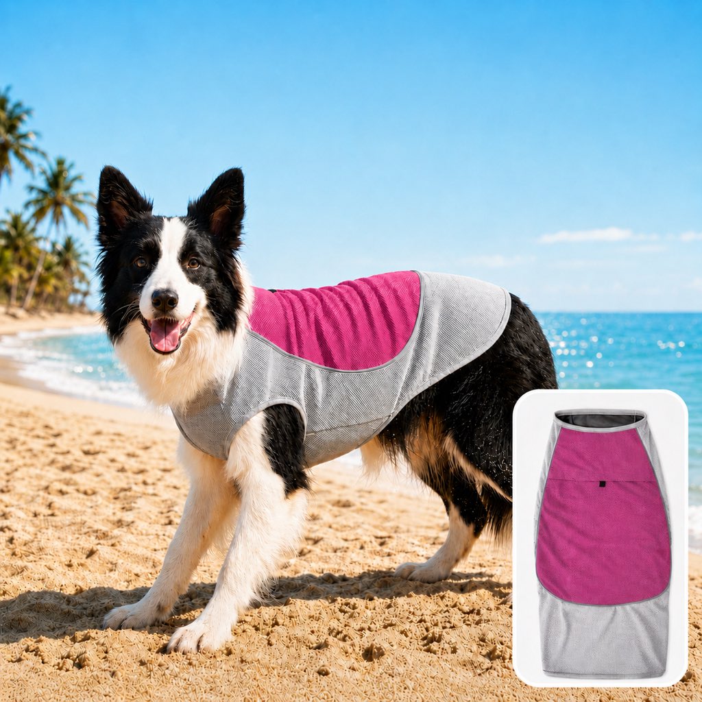 Paws in Awe Water-Activated Dog Cooling Vest for Summer Walks & Hikes - Breathable Heat-Relief Vest with Ice Pack Pocket image 10