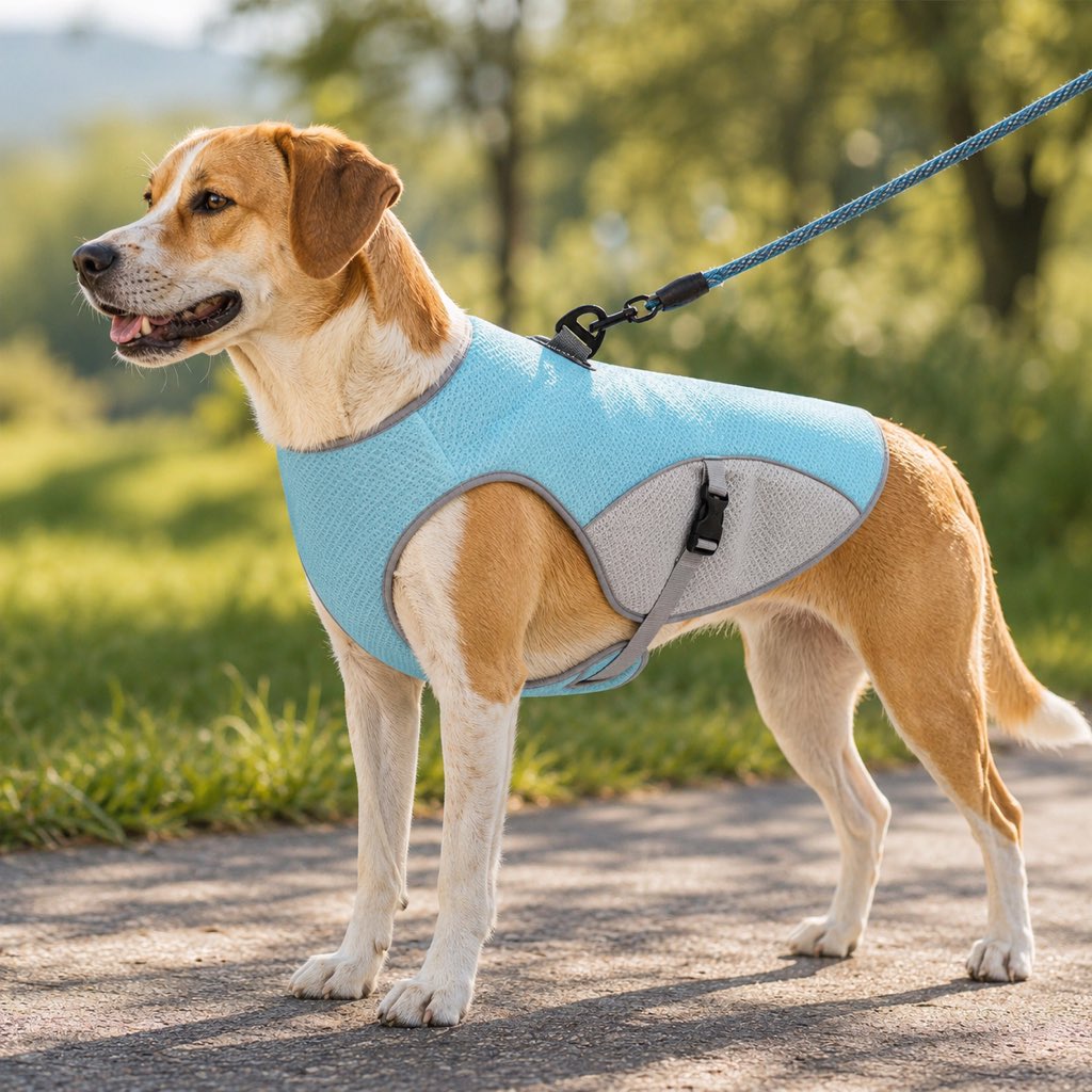 Paws in Awe Dog Cooling Vest for Summer Walks - Wet-to-Cool Lightweight Jacket with Leash Ring for Hot Weather Outdoor Comfort image 1