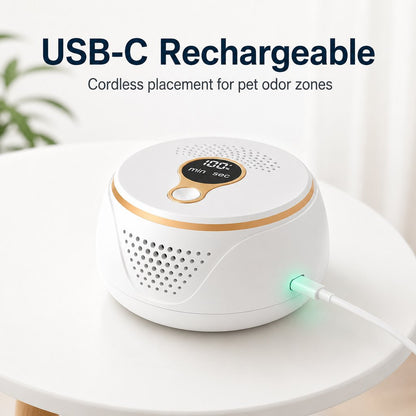 Rechargeable pet odor deodorizer for dog crate and litter box areas