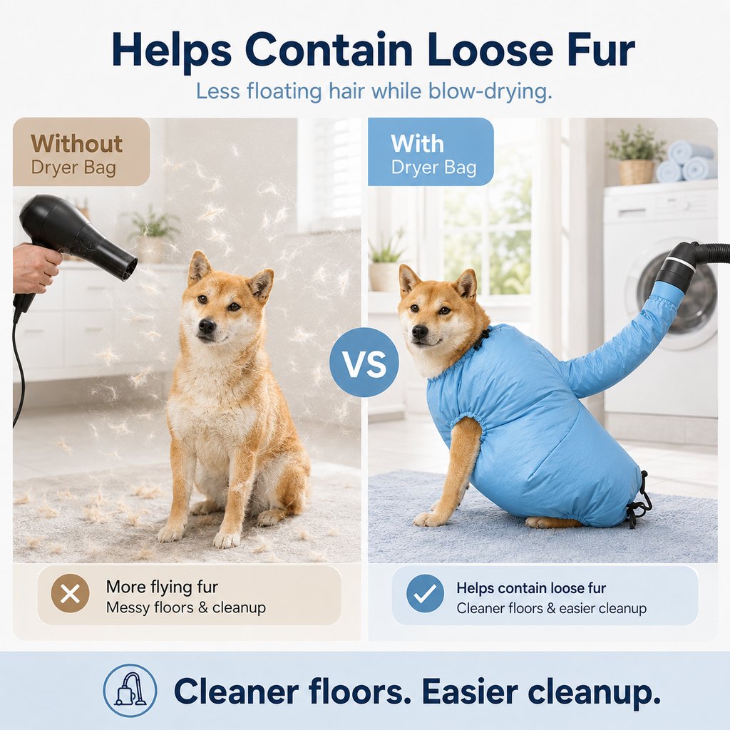 Paws in Awe Hands-Free Dog Dryer Bag for After-Bath Home Grooming, Helps Dry Wet Coats Faster with Less Flying Fur & Mess image 7